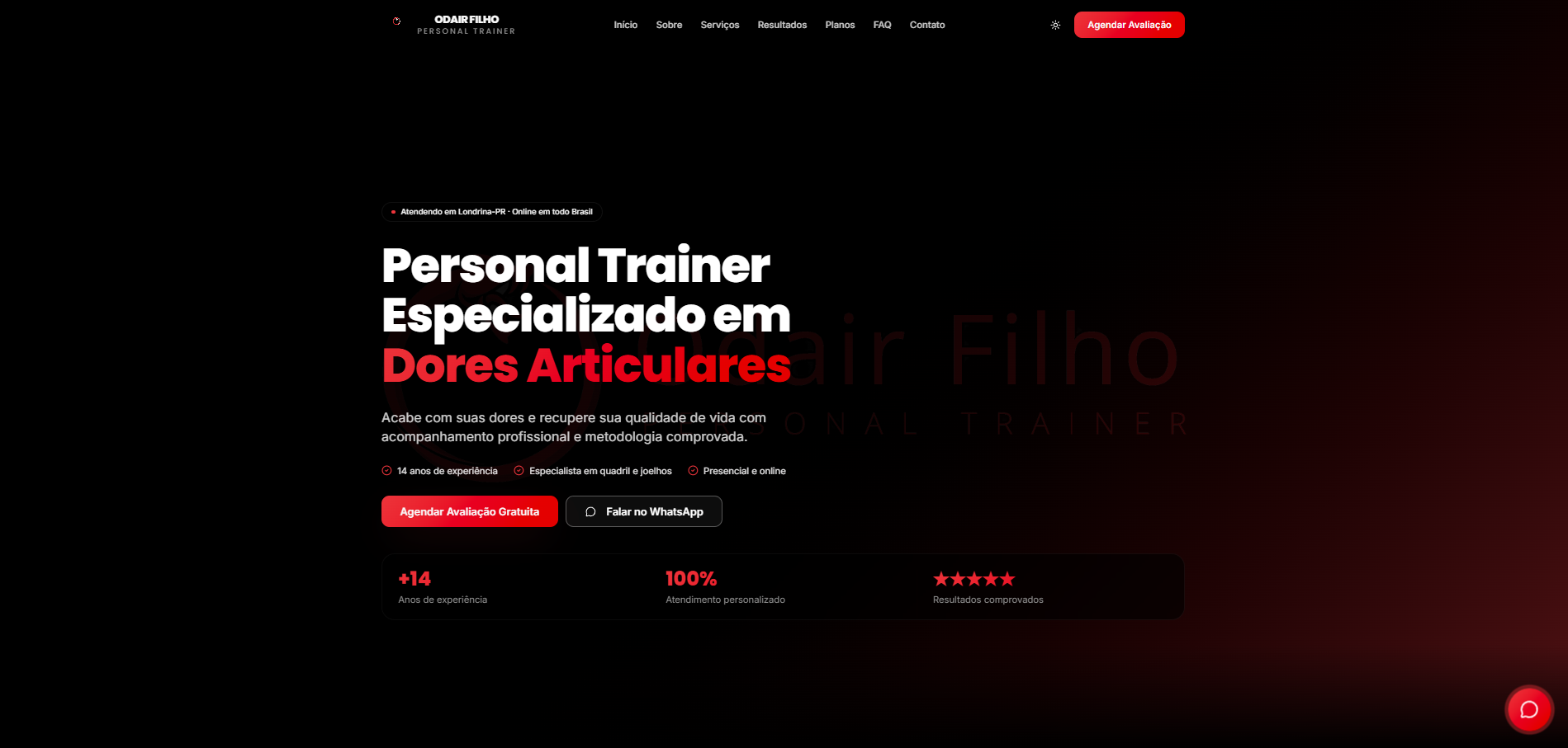 Site do Odair Filho Personal — projeto Ricci Studio